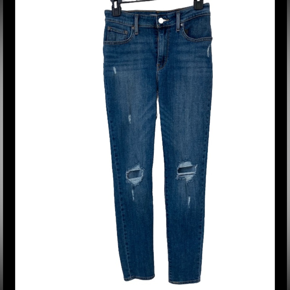 Levi’s 721 High Rise Skinny Jeans Distressed Ripped Knees Size 28W x 28L